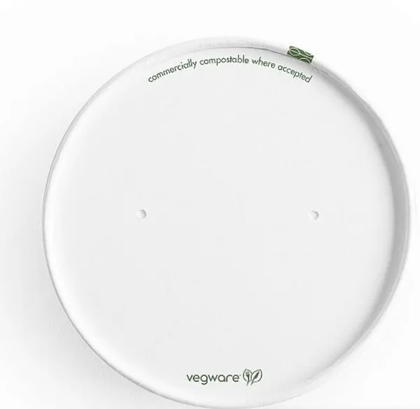 Kaas toidukarbile avadega D 11,5 cm, 25 tk, PLA kattega, valge, paberist, VEGWARE