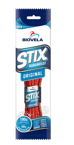 Kabanoss stix BIOVELA, klassikaline, kuumsuitsutatud, 100g