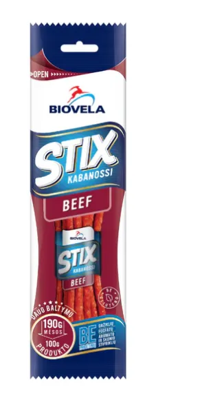 Kabanoss stix BIOVELA, veiselihaga, kuumsuitsutatud, 100g