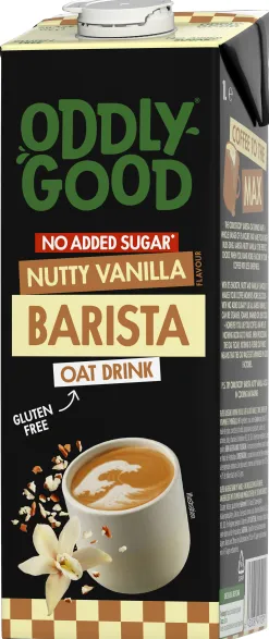 Auzu dzēriens ODDLYGOOD Barista UHT, ar riekstu vaniļas garšu, bez glutēna, bez cukura, 1l