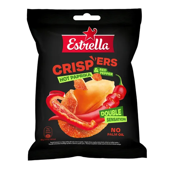 Kaetud pähkel ESTRELLA Crispers  vürtsika paprikaga 140g