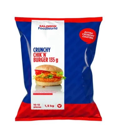 Kanaburger SALOMON, Crunchy Chik'n, paneeritud, 135g, külmutatud, 1,5kg