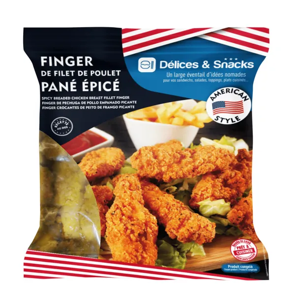 Kanafilee pulgad, Ameerika stiilis, paneeritud, halal, küpsetatud, IQF, külmutatud, 1kg
