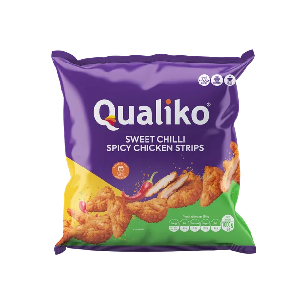 Kanaribad QUALIKO, Sweet&Chilli, paneeritud, halal, IQF, külmutatud, 1kg