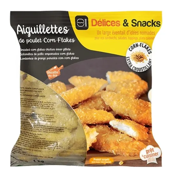 Kanarinnafilee sisetükk, kaetud maisihelvestega, halal, küpsetatud, IQF, külmutatud, 1kg