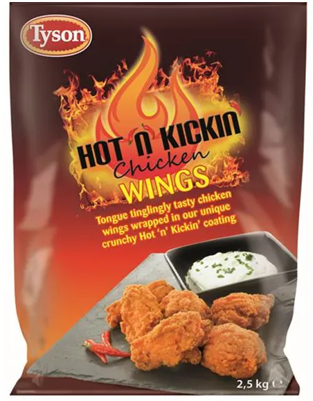Kanatiivad TYSON Hot'n'Kickin, krõbedas paneeringus, vürtsikad, külmutatud, 2,5kg