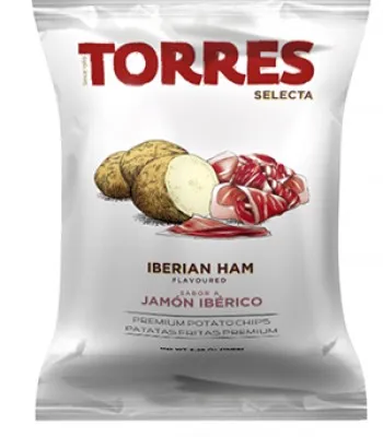 Kartupeļu čipsi TORRES, Ibērijas šķiņķa garša, 150g