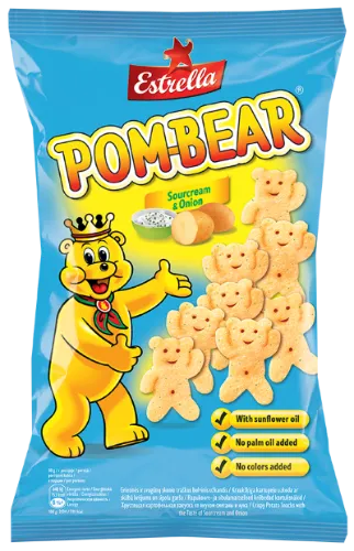 Kartulisnäkk ESTRELLA, Pom Bear , hapukoore ja sibula maitseline, 65g