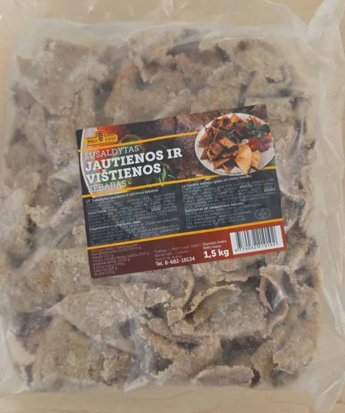 Kebab kanaliha 34%, veise 42%, küpset. viilutat. MBA FOOD, külm. 1.5kg