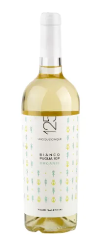 KGT Vein FEUDI SALENTINI, 125 Bianco Puglia Organic, EKO, 12,5%, 0,75L, R16/118389/77, IT-BIO-018