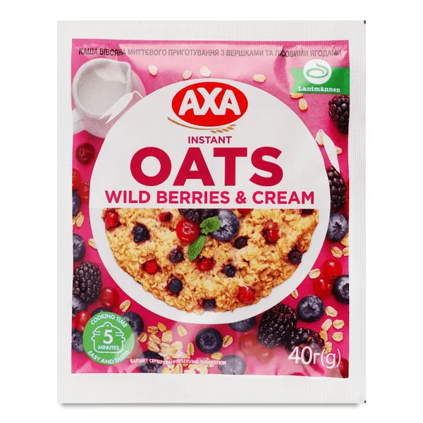 Kiirkaerahelbepuder AXA, koore ja metsamarjadega, 40g