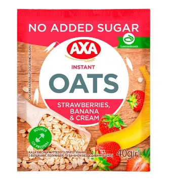 Kiirkaerahelbepuder Axa koore, maasikate ja banaaniga, ilma lisatud suhkruta 40g
