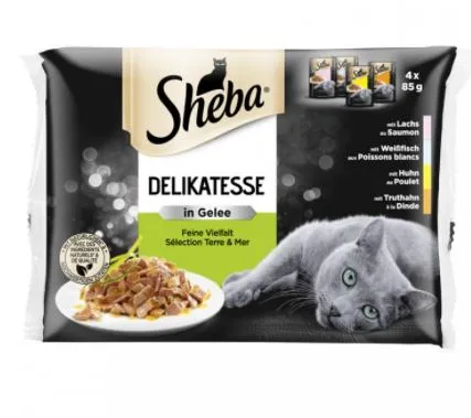Barība kaķiem konservēta Sheba Delikatesse mix 4x85g