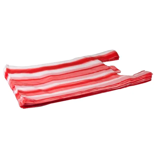 Kilekott sangadega 30 + 18 x 55 cm,  10 mic, punase-valge triibuline, 100tk, HD