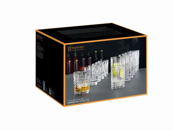 Klaas NACHTMANN (longdrink+whisky) komplekt Tumbler Highland Square, 12 tk, Nr.88