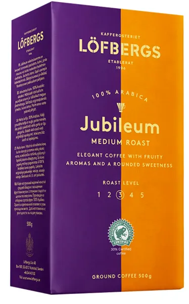 Kohv LÖFBERGS LILA JUBILEUM, jahvatatud,  500g, 100% Araabika