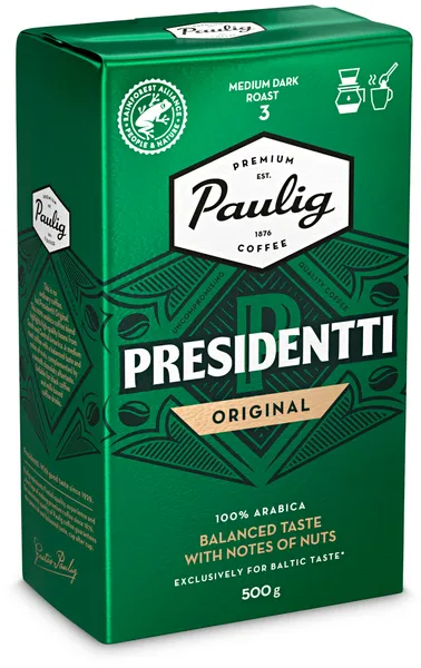 Kohv PAULIG Presidentti Original jahvatatud 500g, 100% Araabika