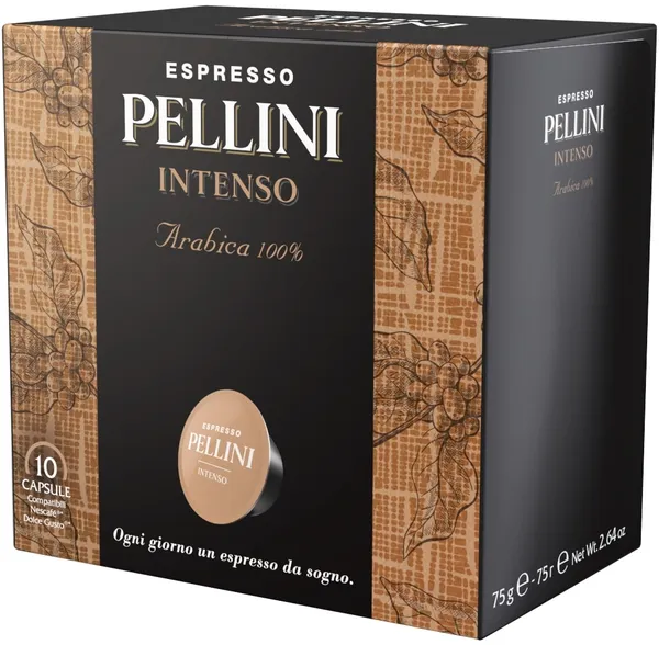 Kohvikapslid PELLINI Intenso 10tk, 100% araabika, Sobilik Nescafe®* Dolce Gusto®* kohvimasinaga