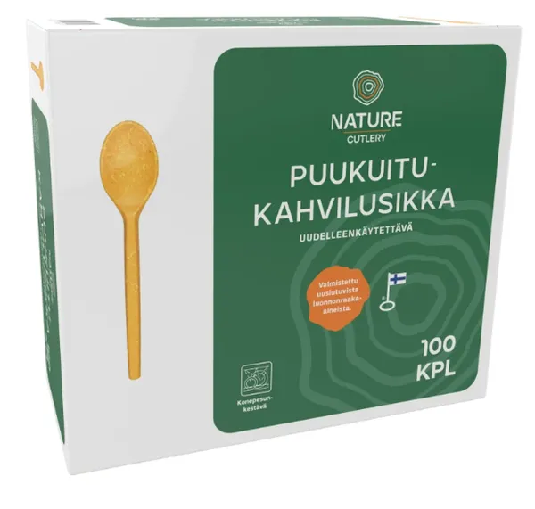 Kohvilusikas Premium NATURE LINE puitkiust korduvkasutatav, 100tk/pakk