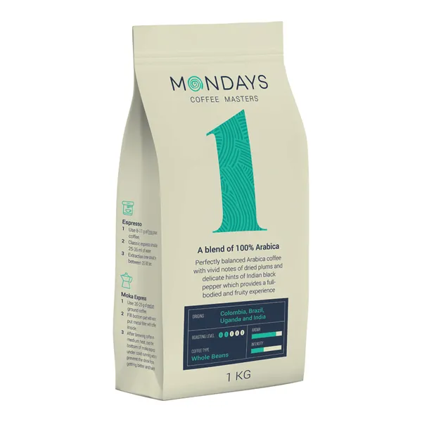 Kohvioad MONDAYS Nr.1, 100% Arabica, maheda röstiga, 1 kg