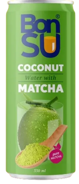 Kookosvesi BONSU matcha pulbriga (100%), 0,33L, purk