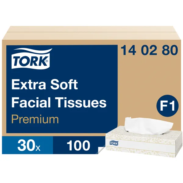 Kosmeetilised salvrätikud, valge, 100 tk, 2-kihiline, 140280, TORK Extra Soft Premium, F1