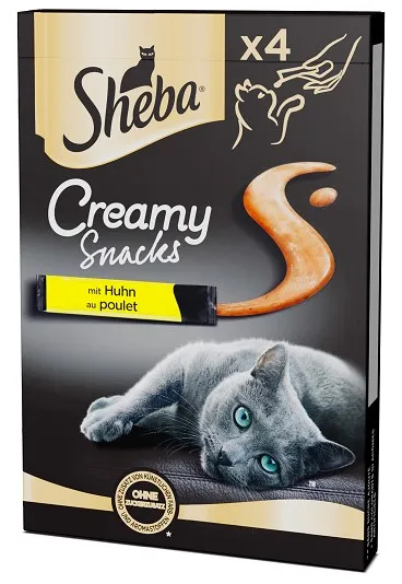 Krēmīgas uzkodas kaķiem Sheba Creamy ar vistu, 4x12g