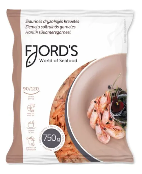 Garneles čaulā, vārītas 90/120 , 2%, FJORD'S, 750g