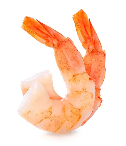 Krevetid, keedetud, kooritud,sabaga, 31/40, 20% glasuur, külmutatud, 1kg