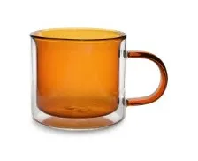 Kruus ONA, Liv, merevaigukollane, topeltseinaga, borosilikaatklaasist, 270 ml, H 7,8 cm, 2 tk