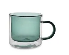 Kruus ONA, Liv, roheline, topeltseinaga, borosilikaatklaasist, 270 ml, H 7,8 cm, 2 tk