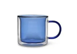 Kruus ONA, Liv, sinine, topeltseinaga, borosilikaatklaasist, 270 ml, H 7,8 cm, 2 tk