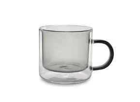 Kruus ONA, Liv, topeltseinaga, borosilikaatklaasist, hall, 270 ml,  H 7,8 cm, 2 tk
