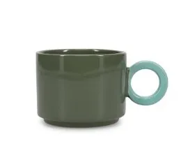 Kruus ONA, Lou, kivikeraamika, roheline/sinine, 280 ml, H 6,7 cm, tk