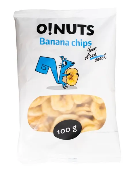 Kuivatatud banaanilaastud, O!NUTS,100 g
