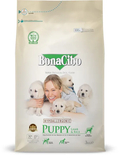 Kuivtoit kutsikale BonaCibo lambaliha ja riisiga, 3kg