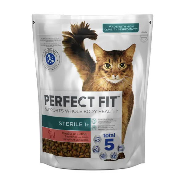 Sausā barība kaķiem Perfect Fit Dry Sterile Beef 750g