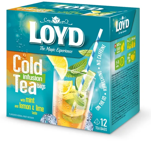 Augļu tēja LOYD Cold Infusion ar citrona, laima un piparmētru g. 12x2,5g