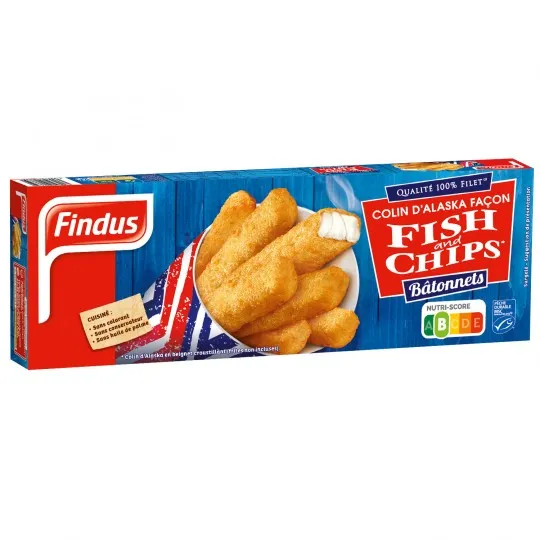Külmutatud mintaifileepulgad FINDUS Fish&Chips, 364g