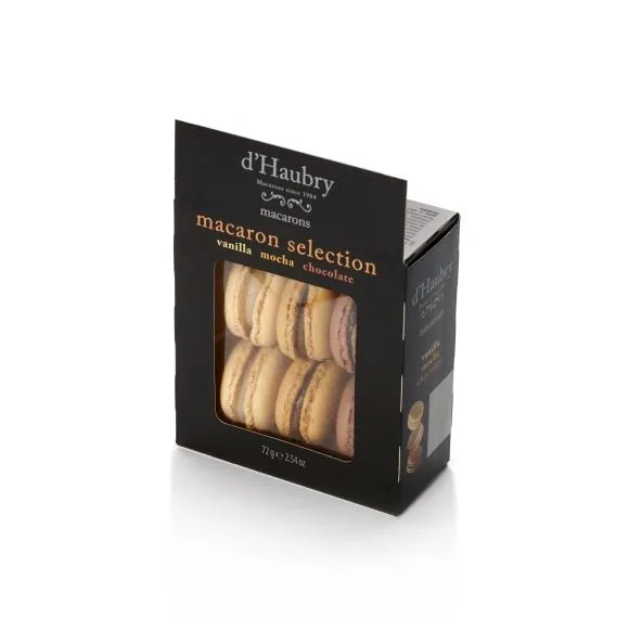 Küpsised D'HAUBRY Macaroons, vanilje, šokolaadi ja mokkamaitsega, 72g
