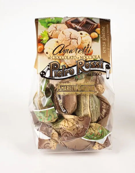 Cepumi PIETRO ROSSI Soft Amaretti, ar lazdu riekstiem un tumšo šokolādi, 180g
