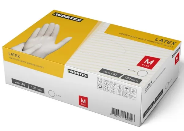 Latekskindad puudrita, suurus S, ühekordsed, WORTEX, 100 tk