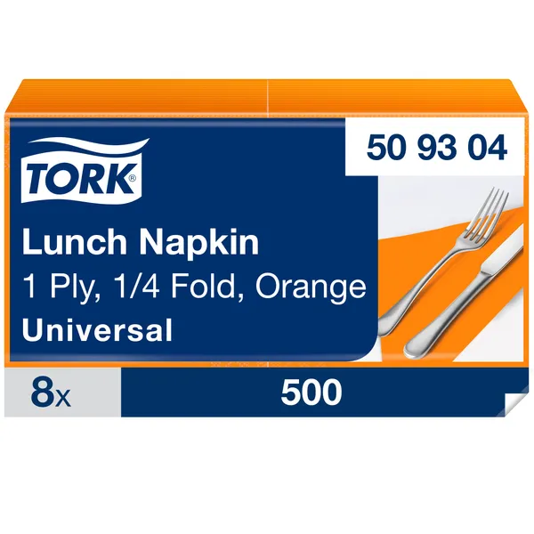 Lõunasöögisalvrätikud 32,5 x 32,5 cm, 1-kihiline, orange, 500tk, 509304, TORK