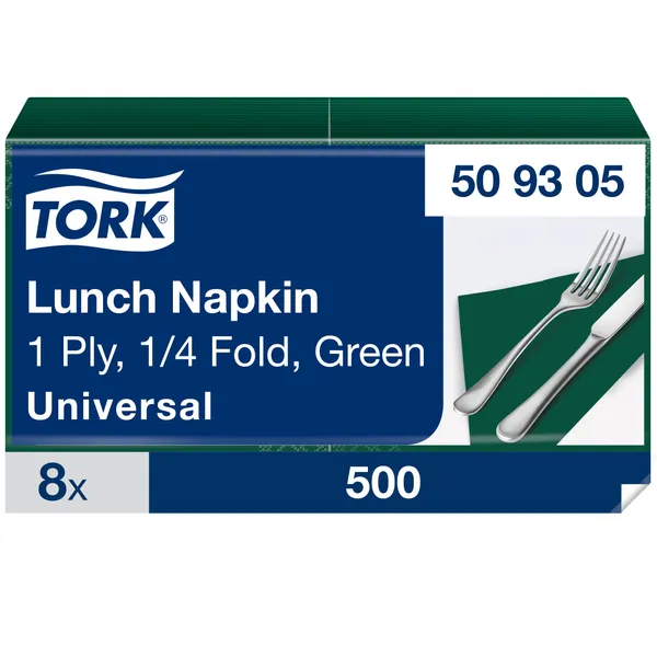Lõunasöögisalvrätikud 32,5 x 32,5 cm, tumeroheline, 1-kihiline, 500tk, 509305, TORK