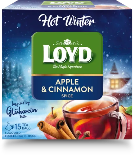 LOYD Puuviljamaitseline tee , Hot Winter, õuna ja kaneeliga , 15 x 3 g, püramiid kotis