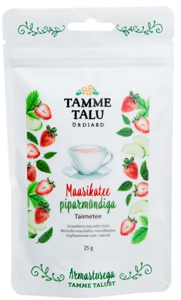 Maasikatee piparmündiga, TAMME TALU, mahe, 25g, EE-ÖKO-03, marjatee