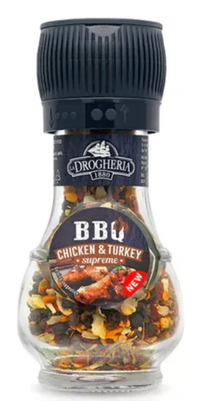 Kaltētu garšvielu un garšaugu maisījums ar sāli LA DROGHERIA, cāļa un tītara gaļai, 52g