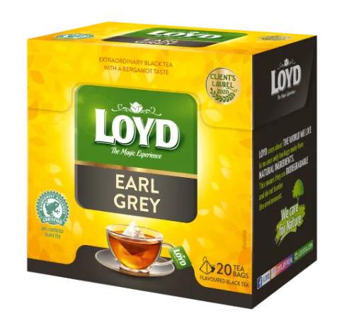 Maitsestatud must tee LOYD Earl Gray, 20 x 2g püramiid kotis