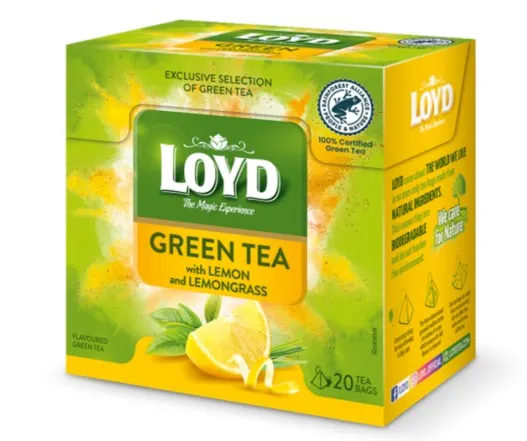 Zaļā tēja LOYD citronu-citronzāles garša 20x1,5g