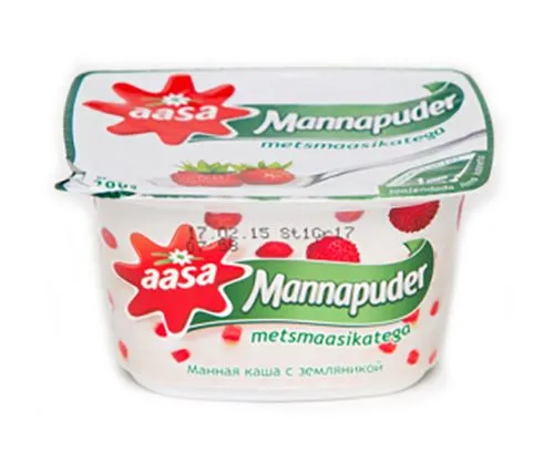 Mannapuder AASA, maasikatega 6%, 200g